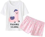 🦙 yijiu women's short sleeve tee and shorts pajama set with adorable alpaca print – comfortable sleepwear logo