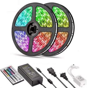 img 4 attached to 🌈 Vibrant 5050 RGB LED Strip Lights with 44 Keys Remote Controller - Color Changing Flexibility in Yellow