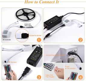 img 1 attached to 🌈 Vibrant 5050 RGB LED Strip Lights with 44 Keys Remote Controller - Color Changing Flexibility in Yellow