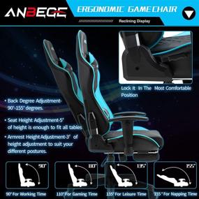 img 2 attached to 🎮 ANBEGE Gaming Chair - Ultimate Comfort with Retractable Footrest, 2D Armrest, & Adjustable Height - Blue