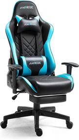 img 4 attached to 🎮 ANBEGE Gaming Chair - Ultimate Comfort with Retractable Footrest, 2D Armrest, & Adjustable Height - Blue