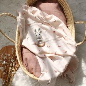 img 2 attached to LifeTree Organic Cotton Baby Swaddle Blanket: Large Muslin Wrap for Newborns, Solid Color/Flower Print, 47x47 inches