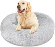 🐾 anti-slip washable calming dog bed and cat bed - waterproof donut cuddler for small, medium, and large dogs - fits up to 100 lbs - available in 23, 30, and 36 inches - faux fur round pet bed with cozy design logo