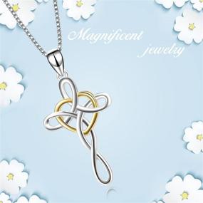 img 1 attached to 🔒 925 Sterling Silver Celtic Knot Cross Infinity Heart Love Pendant Necklace - YFN Cross Necklace 18-inch