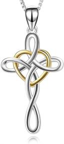 img 4 attached to 🔒 925 Sterling Silver Celtic Knot Cross Infinity Heart Love Pendant Necklace - YFN Cross Necklace 18-inch