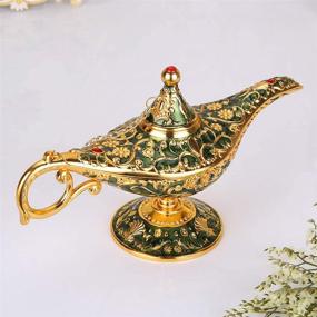 img 2 attached to 🧞 Vintage Aladdin Magic Genie Lamp Light: Ideal Home Party Wedding Table Decoration & Gift - Gold & Green