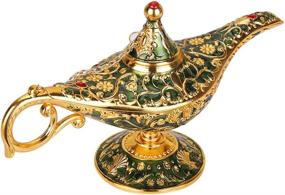 img 4 attached to 🧞 Vintage Aladdin Magic Genie Lamp Light: Ideal Home Party Wedding Table Decoration & Gift - Gold & Green