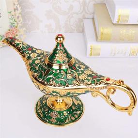 img 1 attached to 🧞 Vintage Aladdin Magic Genie Lamp Light: Ideal Home Party Wedding Table Decoration & Gift - Gold & Green