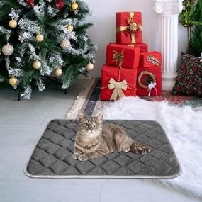 img 1 attached to Cat Mat with Self-Heating Technology for Optimal Comfort: Thermal Pet Bed Mat with Self-Warming Feature - Ideal for Pet Crates