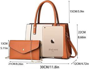 img 1 attached to 👜 ELDA Top Handle Satchel Handbags for Women: Shoulder Tote Purses & Messenger Bags with Matching Clutch 2pcs Set