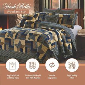 img 3 attached to Virah Bella King Size Quilt Bedding Set - Woodland Star Print, Lightweight & Reversible - Includes 2 Pillow Shams - Cozy Lodge-Themed Bedding for a Beautiful Bedroom