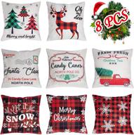 🎄 geefuun 8 piece christmas throw pillow covers 18x18 inches – festive xmas cushion cover case for sofa, bed, couch, car – winter holiday party decor logo