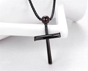 img 2 attached to 🏀 Rehoboth Baseball Bat Cross Pendant Necklace for Boy Men Women - Adjustable Stainless Steel Chain in Black, Gold, and Silver (22+2 inches)