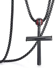 img 4 attached to 🏀 Rehoboth Baseball Bat Cross Pendant Necklace for Boy Men Women - Adjustable Stainless Steel Chain in Black, Gold, and Silver (22+2 inches)