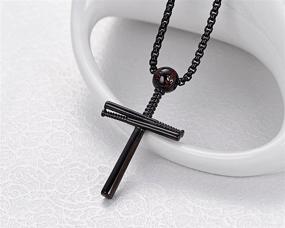 img 1 attached to 🏀 Rehoboth Baseball Bat Cross Pendant Necklace for Boy Men Women - Adjustable Stainless Steel Chain in Black, Gold, and Silver (22+2 inches)