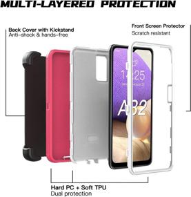 img 3 attached to 📱 Ultimate Protection for Samsung Galaxy A32 5G: Rugged Shockproof Case with Belt Clip Holster & Kickstand (Pink)