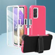 📱 ultimate protection for samsung galaxy a32 5g: rugged shockproof case with belt clip holster & kickstand (pink) logo