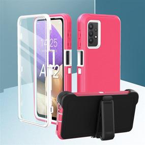 img 4 attached to 📱 Ultimate Protection for Samsung Galaxy A32 5G: Rugged Shockproof Case with Belt Clip Holster & Kickstand (Pink)