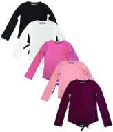 👚 miss popular multi-pack girls kids long sleeve t-shirt with tie-front | soft cotton crew neck | various colors & sizes 4-16 logo