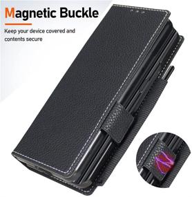 img 1 attached to Woluki Galaxy Z Fold 3 Case with S Pen Holder: Ultimate Magnetic Wallet Phone Cover for Samsung Galaxy Z Fold 3 5G (Black)