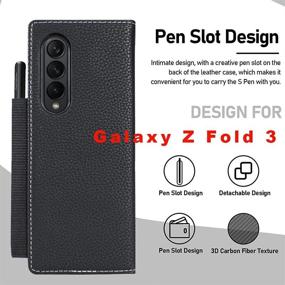 img 3 attached to Woluki Galaxy Z Fold 3 Case with S Pen Holder: Ultimate Magnetic Wallet Phone Cover for Samsung Galaxy Z Fold 3 5G (Black)