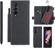 woluki galaxy z fold 3 case with s pen holder: ultimate magnetic wallet phone cover for samsung galaxy z fold 3 5g (black) logo