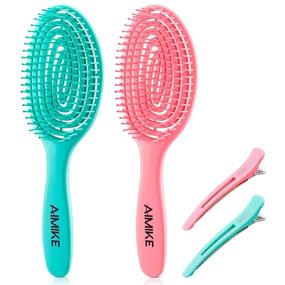 img 4 attached to AIMIKE 2pcs Upgraded Vented Detangling Brushes: Effortlessly Tackle Knots in Curly, Thick & Straight Hair, Flex Soft Bristles, Ideal for Women, Men, Kids, Wet & Dry Hair