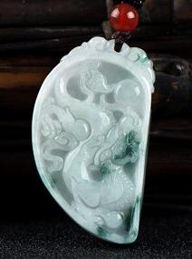 img 2 attached to 🐉 A Beautiful Pair of Chinese Natural Green Jade A Jadeite Dragon Phoenix Amulet Pendant (Heart-shaped, White & Green)