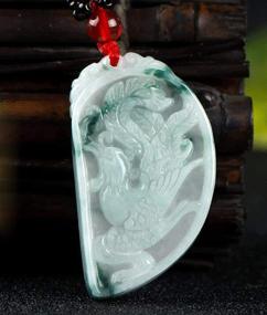 img 1 attached to 🐉 A Beautiful Pair of Chinese Natural Green Jade A Jadeite Dragon Phoenix Amulet Pendant (Heart-shaped, White & Green)