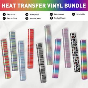 img 1 attached to 🌈 DoreenBow Rainbow Glitter Heat Transfer Vinyl 12x10 inch | HTV Glitter Vinyl for T-Shirt | Christmas & Halloween Bundle