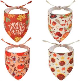 img 4 attached to 🐾 PAWCHIE Thanksgiving Dog Bandana 4 Pack: Maple Leaf, Pumpkin, Turkey Patterns for Festive Pets