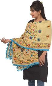 img 3 attached to SalsaNights Scarves Embroidered Dupatta Phulkari Women's Accessories