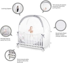 img 3 attached to ZXPLO Baby Safety Crib Tent - Protect Your Baby with Pop-Up Mosquito Net Canopy Cover & Diaper Storage Bag (Gray)