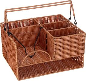 img 3 attached to 🍴 KOVOT Poly-Wicker Tabletop Cutlery Organizer - Woven Polypropylene - 13.5 x 11 x 7.5 inches