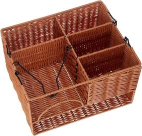 img 2 attached to 🍴 KOVOT Poly-Wicker Tabletop Cutlery Organizer - Woven Polypropylene - 13.5 x 11 x 7.5 inches