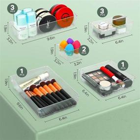 img 3 attached to Puroma 10-pcs Desk Drawer Organizer Trays - Clear Plastic Bins in 5 Sizes for Maximizing Storage in Kitchen, Bathroom, and Makeup Drawers - Perfect for Utensils, Jewelries, Gadgets, and More