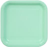 🍃 14-piece mint party tableware: unique paper plate, 9-inch size logo