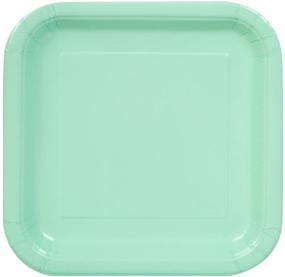 img 1 attached to 🍃 14-Piece Mint Party Tableware: Unique Paper Plate, 9-inch Size