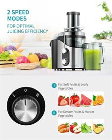 img 2 attached to 🍊 Ultrean Centrifugal Juicer: Powerful 800W Electric Juicer for Fruits & Vegetables, with Extra-wide 3" Feed Chute and Easy-to-Clean Big Mouth Design – BPA Free, 2 Speeds