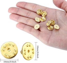 img 1 attached to Premium Gold Brass Clutch Badge Insignia Pin Backs Replacement - 50 Pieces