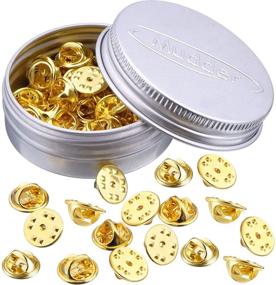 img 4 attached to Premium Gold Brass Clutch Badge Insignia Pin Backs Replacement - 50 Pieces