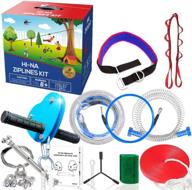 hi-na backyard zipline kit - 80ft, 100ft, 120ft - zip line set for kids play with seat and handles - backyard ziplines for kids - premium 100ft zip line kit - outdoor zip line play set (80ft) логотип