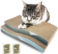 🐱 hpymore cat scratching pad, 2 pack corrugated cat scratcher cardboard, s type durable cat scratching board reversible with catnip - furniture protection solution logo