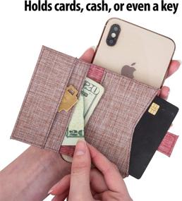 img 3 attached to 📱 Удобный настраиваемый карман-кошелек для телефона на самоклеющейся основе для iPhone, Android и всех смартфонов - Яркий оранжевый.