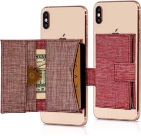 img 4 attached to 📱 Удобный настраиваемый карман-кошелек для телефона на самоклеющейся основе для iPhone, Android и всех смартфонов - Яркий оранжевый.