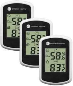 img 1 attached to Stay in Control of Indoor Climate: Ambient Weather WS-03-3 Compact Temperature and Humidity Monitor, 3 Pack