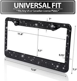img 3 attached to Подчеркните стиль своего транспортного средства с помощью оправы для номерного знака Zone Tech Shiny Bling с блестящими стразами - 2 штуки премиального качества, классическая черная нержавеющая сталь".