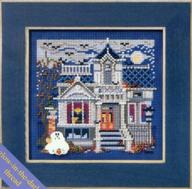 🏰 spooky manor - cross stitch kit: haunted mansion logo