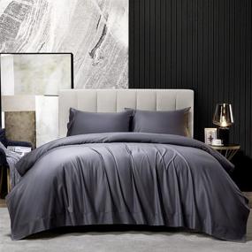 img 4 attached to 🌿 Shilucheng Queen Size Bamboo Sheets Set - 1800 Thread Count Soft Bed Sheets, 16 Inch Deep Pocket, Luxury Silk Cooling Feel, Breathable & Pilling Resistant - 4PC (Dark Grey)