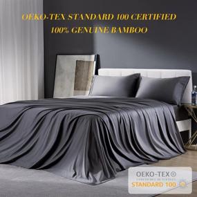 img 3 attached to 🌿 Shilucheng Queen Size Bamboo Sheets Set - 1800 Thread Count Soft Bed Sheets, 16 Inch Deep Pocket, Luxury Silk Cooling Feel, Breathable & Pilling Resistant - 4PC (Dark Grey)